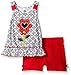 Kids Headquarters Girls' Printed Jersey Top and Red Twill Shorts Set