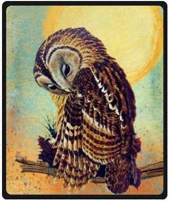 Vintage Owl Soft Fleece Throw Blanket 50" x 60" (Medium) Really Cheap