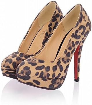 Carol Shoes Sexy Women's New Arrival Leopard Pattern Fashion Super Star Red Sole High Heel Pumps (8.5, Beige)