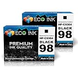 ECO INK © Compatible / Remanufactured for HP 98 C9364WN Ink Cartridges for HP PhotoSmart 2570, 2578, 8050x, D5060, 2571, 8030, 8053, D5065, 2573, 8038, C4100, D5069, 2575, 8038, C4110, D5145, 2575v, 8049, C4140, D5155, 2575xi, 8050, C4150, D5160, 2577, 8050v, C4180, HP Deskjet 5940, 5943, D4155, D4160, 5940xi, D4145, HP OfficeJet 100 L411a, 6310, 6315, H470b, 6301, 6310v, 6318, H470wbt, 6305, 6310xi, H470, H470wf, HP DesignJet 5940, 5940xi