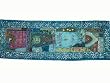 Patchwork Table Runner Blue Beaded Wall Decor Hanging Tapestry Throw