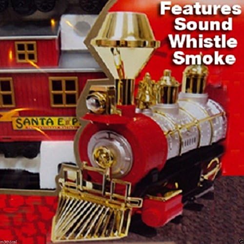 Christmas Tree Santa's Jumbo Express Holiday Battery Operated Moving Train Set Sound Whistle Smoke