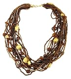 Necklace - N304 - 16-Strand Beaded ~ Brown