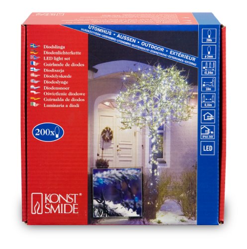 Konstsmide 3613-400 Micro LED Lichterkette (200 blaue Dioden, 24V Au&szlig;entrafo, 12W, schwarz Preisvergleich