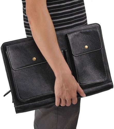 Black Leather Clutch Portfolio Case for 13-inch Macbook Pro Retina and iPad