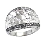 Sterling Silver 1/4 cttw Black Diamond Concave Ring, Size 7