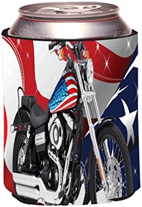 Rikki KnightTM American Flag Harley Davidson Design Drinks Cooler Neoprene Koozie