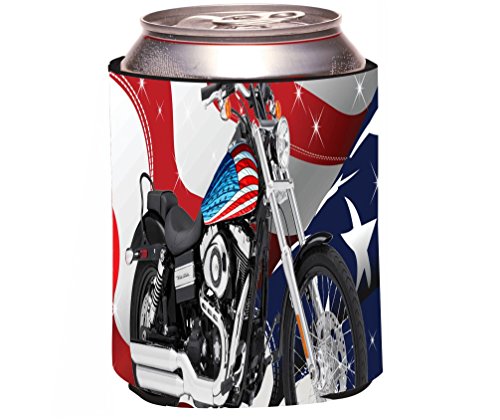 Rikki KnightTM American Flag Harley Davidson Design Drinks Cooler Neoprene Koozie