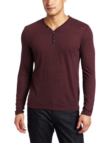 7 For All Mankind Men\'s Longsleeve Striped Henley V-Neck Shirt