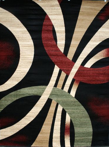 New City Brand New Contemporary Brown and Beige Modern Wavy Circles Area Rug 9 x 12'5