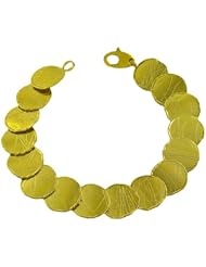 14 Karat Yellow Gold Brushed Disc Bracelet (7 Inch)