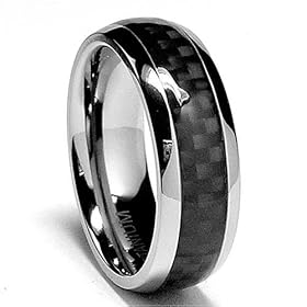 7 MM Titanium Ring Wedding Band with Carbon Fiber inlay sizes 8 to 12
