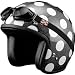 SparX Old School Bobber Open Face Pearl Motorcycle Helmet Polka Dots w/Goggles