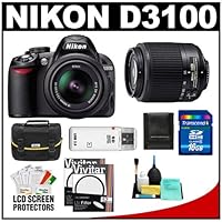 Nikon D3100 Digital SLR Camera and 18-55mm VR + 55-200mm DX Lens with 16GB Card + Filters + Case + Accessory Kit