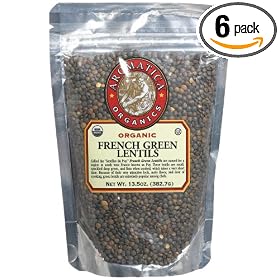 Aromatica Organics French Green Lentils, 13.5-Ounce Bags (Pack of 6)