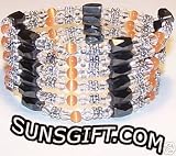 TIBETAN SILVER CLEAR CRYSTAL Magnetic Bracelet ORANGE