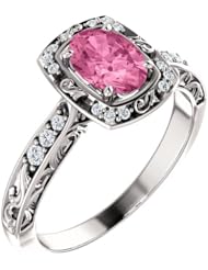 Platinum 7.00x5.00mm Oval Cut Pink Sapphire and Diamond Ring -- LIFETIME WARRANTY