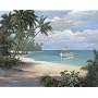 Set of 4 Tropical Art Prints Palm Trees Sailboats 8x10 Posters