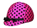 Equestrian Riding Helmet Cover - Polka Dots on Hot Pink