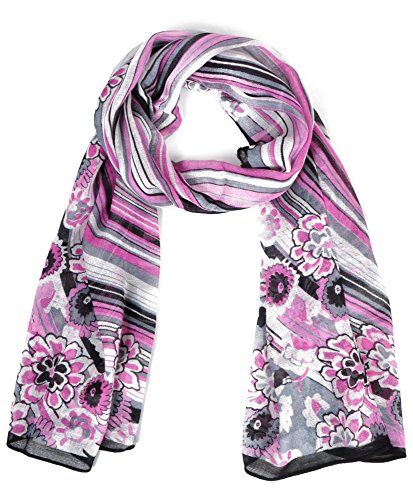 New Gradual Curves with Floral Design Viscose Scarf