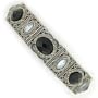 1928 Jewelry Art Deco Style Onyx and Jet Hues Stretch Bracelet