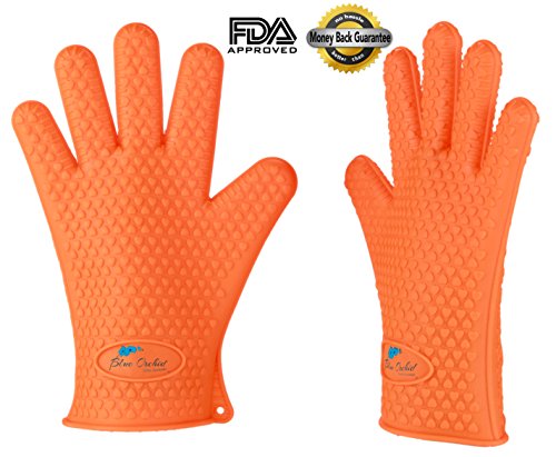 Silicone Heat Resistant Grilling BBQ Gloves for Cooking Smoking Fishing and Camping