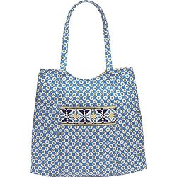 Vera Bradley Curvy Tote Bag Purse in Riviera Blue