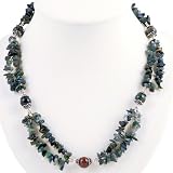 EXP Handmade Agate & Silver Two Strand Necklace