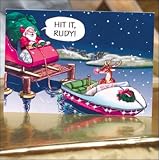 Santa and Rudy Take Off Holiday Christmas Greeting Cards
