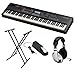 Yamaha MOX8 88 Key Music Production Synthesizer + Samson Stereo Headphones, On-Stage Double X-Style Keyboard Stand & Yamaha Piano Style Sustain Pedal