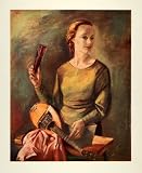 1945 Print Girl with Mandolin Musical Instrument California Frederic Taubes Art - Original Color Print