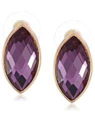 Napier "Purple Spotlight" Gold-Tone and Purple Faceted Marquise Button Earrings