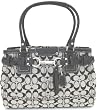 Coach Signature Hamilton Medium Carryall Bag Purse Tote Black White