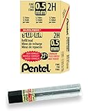 Pentel Super Hi-Polymer Lead Refill, 0.5mm Fine, 2H, 144 Pieces of Lead (C505-2H)