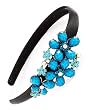 Beautiful Blue Crystal Flower With Black Headband