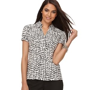 Buy Alfani Petite Shirt, Short Sleeve Printed by Alfani