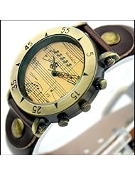 Womens Vintage Piano Score Quartz Metal Dial Wrist Watch Brown