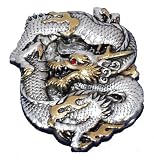 K75 Silver and Gold Plated Chinese Dragon Belt Buckle