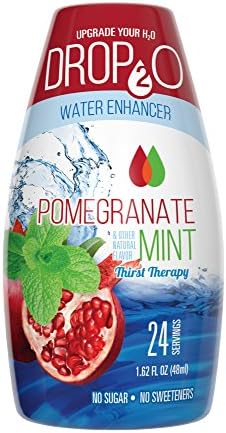 Drop2o All Natural Flavors Water Enhancer Drops, Light & Refreshing, Sugar Free, No Artificial Sweeteners, Zero Calories, Pomegranate Mint Flavor, 4-Pack