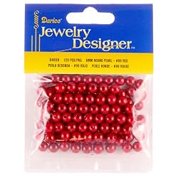 6mm Loose Round Pearls, Red, 120 Pc Pkg (1 Pack)