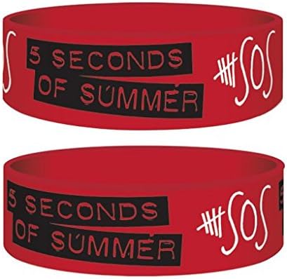 5 Seconds Of Summer - 5SOS - Rubber Wristband / Bracelet (Logo / Red)