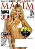 Maxim October 2010 Anna Kournikova on Cover (Anna in 3D!), World's Biggest Beer Blowout, Ultimate Fighter, Ciare, Jimmy Kimmel, Alessandra Torresani/Caprica