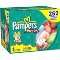 Pampers Baby Dry Diapers Value Box, Size 1, 252 Count