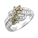 14k Two Tone Gold Flower White and Chocolate Brown Diamond Ring / Band, Size 7 (HI, I, 1.12 carat)