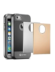 Wireless: iPhone 5S Case, iPhone 5 Case, New Trent Trentium [Heavy Duty] [Ultra-Slim] Full-Body Rugged [Water resistant/Dirt/Shockproof Case] for Apple iPhone 5S/5 only with [Built-in Screen Protector](Black/Silver/Gold Interchangeable Back Plate Included) - New Trent