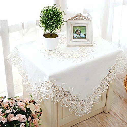 European white embroidered tablecloth/Square round pierced lace table cloth-A diameter120cm(47inch)