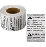 Suffocation Warning Labels - 1000 Plastic Bag Suffocation Stickers (2" x 2") FBA Compliant Labels (2 Rolls of 500) by SCS Direct