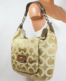 Coach Kristin Op Art Sateen Large Hobo 16811 (Lt Khaki/Brown)