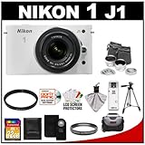 Nikon 1 J1 10.1 MP Digital Camera Body with 10-30mm VR Lens (White) with 32 ....