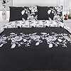 Kensington Black & White Floral Super King Size Duvet Quilt Cover Bedding Set